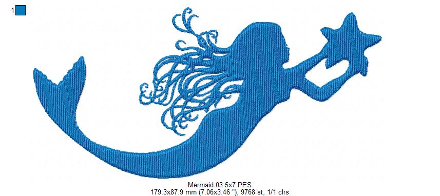 Mermaids Silhouette - Fill Stitch - Set of 3 designs