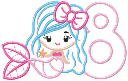 Mermaid Numbers 1-11 Birthday Set Numbers - Applique