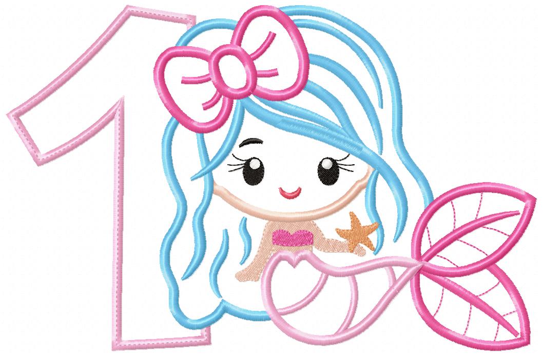 Mermaid Numbers 1-11 Birthday Set Numbers - Applique