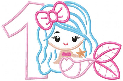 Mermaid Numbers 1-11 Birthday Set Numbers - Applique