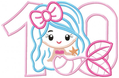 Mermaid Numbers 1-11 Birthday Set Numbers - Applique