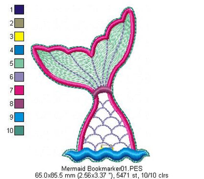 Mermaid Bookmarker - ITH Project - Machine Embroidery Design