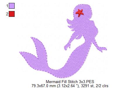 Mermaid Silhouette - Fill Stitch
