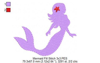 Mermaid Silhouette - Fill Stitch