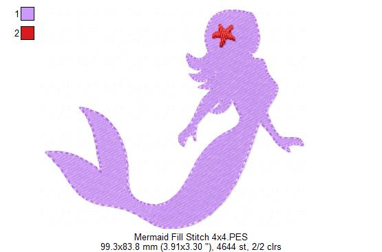 Mermaid Silhouette - Fill Stitch