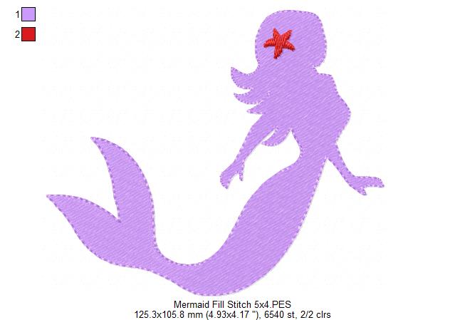 Mermaid Silhouette - Fill Stitch