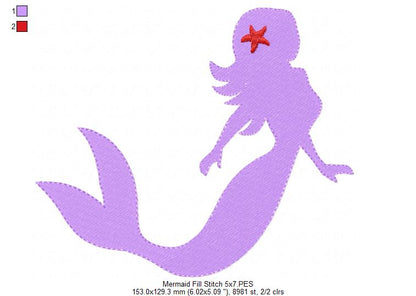 Mermaid Silhouette - Fill Stitch