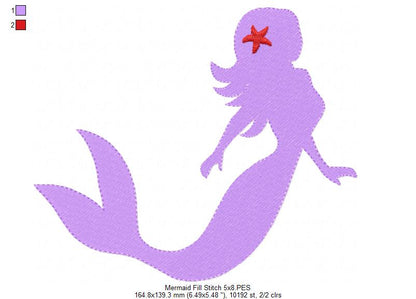 Mermaid Silhouette - Fill Stitch