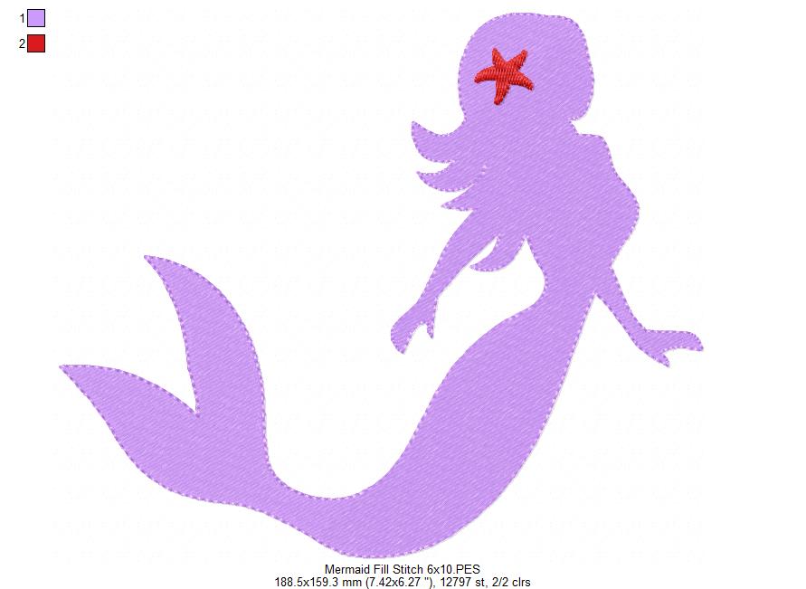 Mermaid Silhouette - Fill Stitch