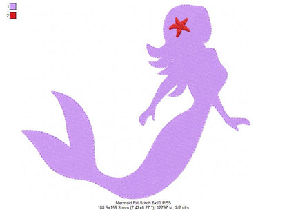 Mermaid Silhouette - Fill Stitch