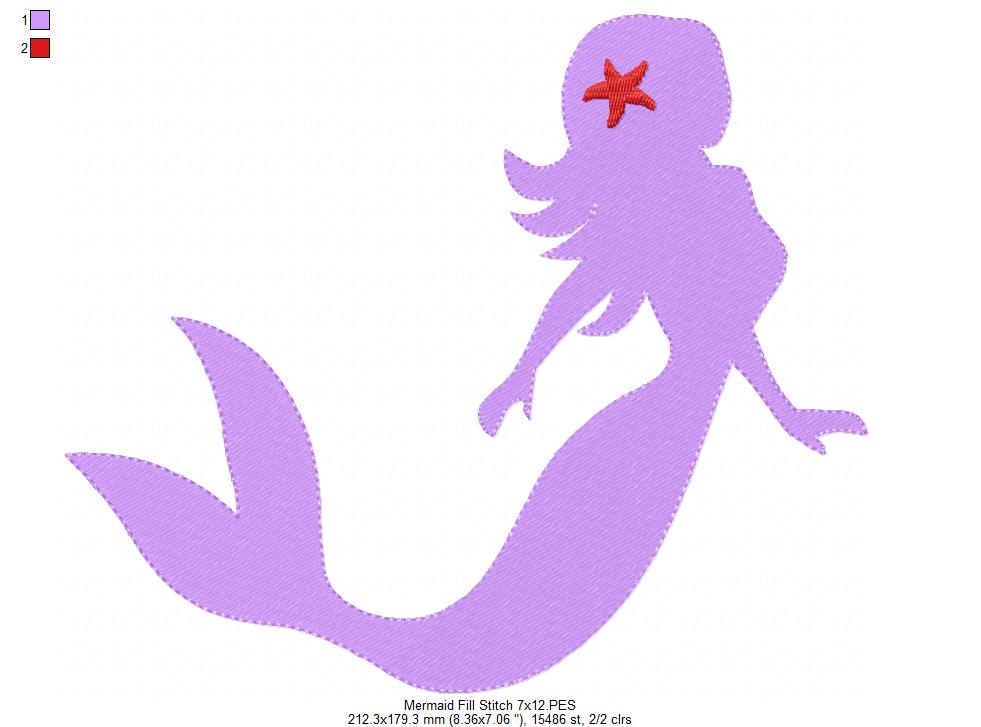 Mermaid Silhouette - Fill Stitch