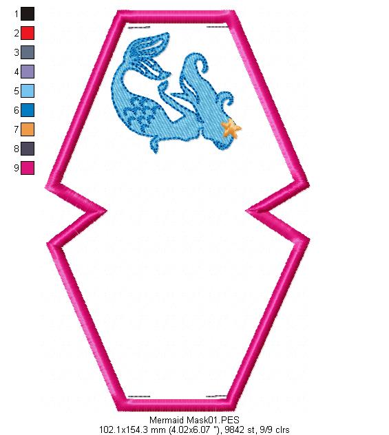 Mermaid Face Mask - ITH Project - Machine Embroidery Design
