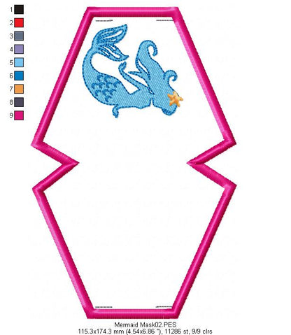 Mermaid Face Mask - ITH Project - Machine Embroidery Design