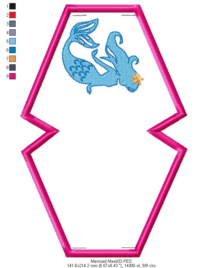 Mermaid Face Mask - ITH Project - Machine Embroidery Design