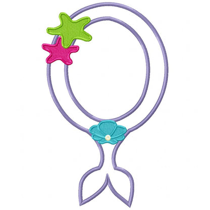 Mermaid Mirror Frame - Appliqué - Machine Embroidery Design