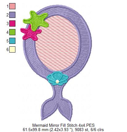 Mermaid Mirror - Fill Stitch and Applique - Set of 2 designs
