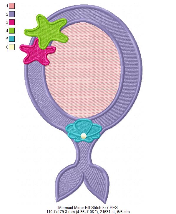 Mermaid Mirror - Fill Stitch and Applique - Set of 2 designs