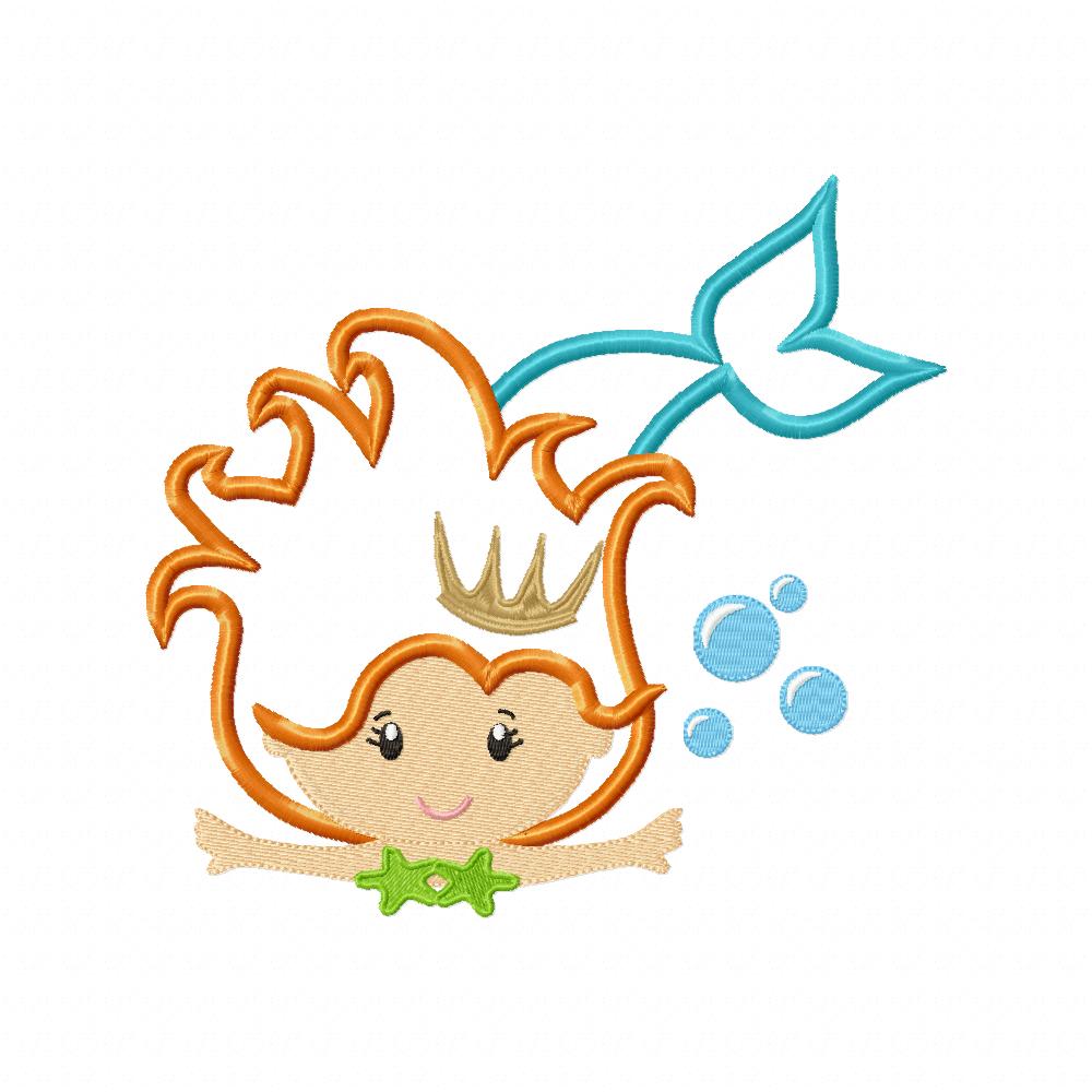 Little Mermaid Princess - Appliqué – Machine Embroidery Design