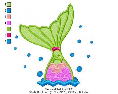 Mermaid Tail - Fill Stitch - Machine Embroidery Design