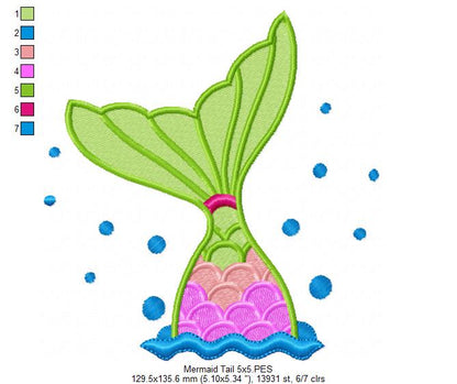 Mermaid Tail - Fill Stitch - Machine Embroidery Design