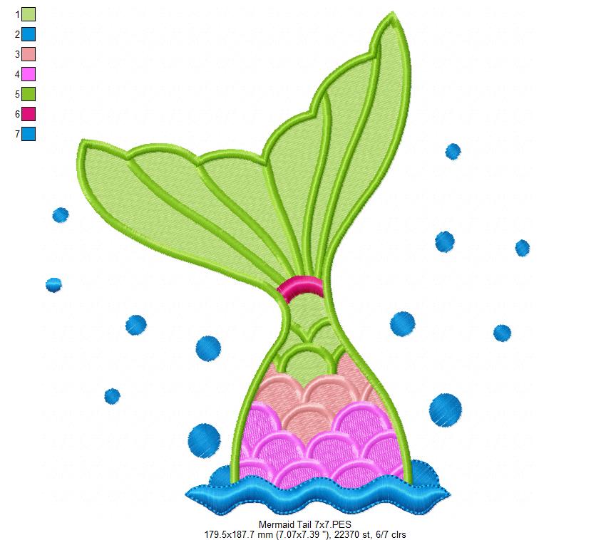 Mermaid Tail - Fill Stitch - Machine Embroidery Design
