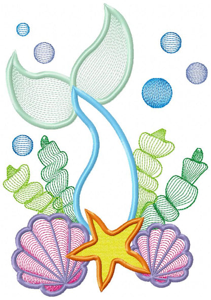 Mermaid Tail - Applique - Machine Embroidery Design