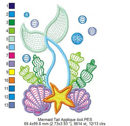 Mermaid Tail - Applique - Machine Embroidery Design