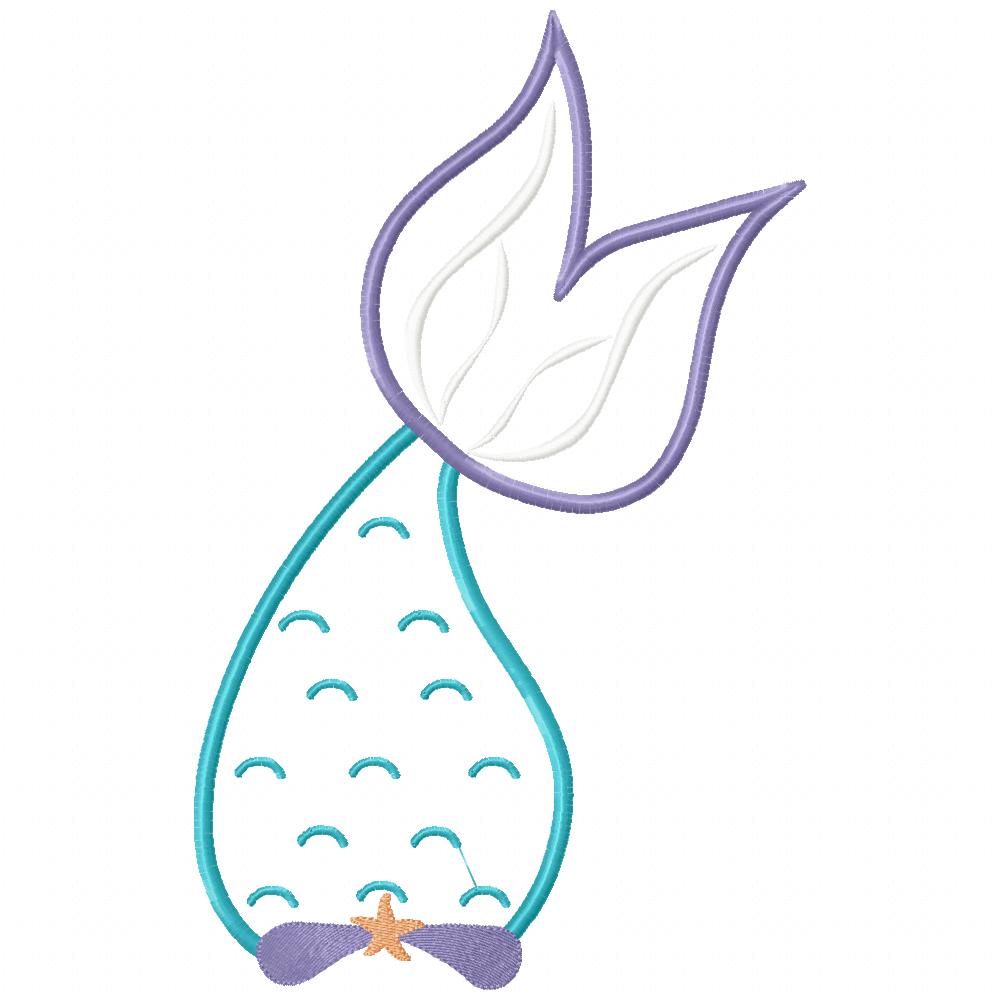 Mermaid Tail - Fill Stitch and Applique - Set of 2 designs