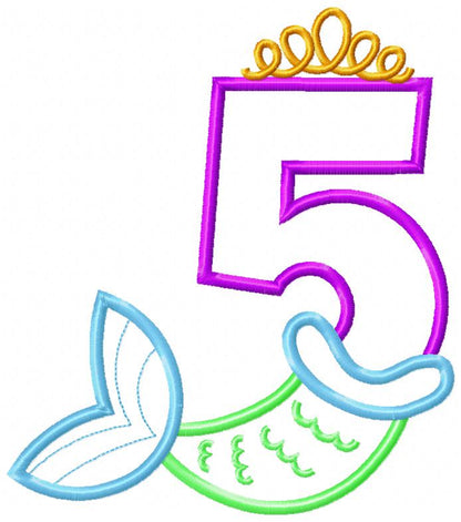 Mermaid Tail Birthday Numbers 1-9 - Applique