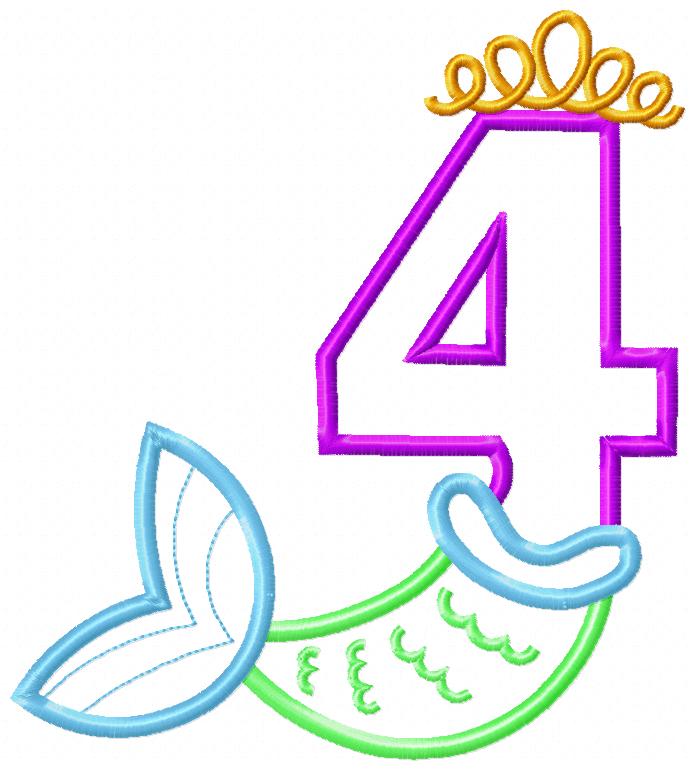 Mermaid Tail Birthday Numbers 1-9 - Applique