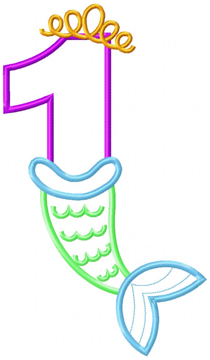 Mermaid Tail Birthday Numbers 1-9 - Applique