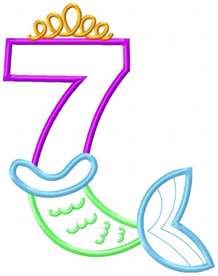 Mermaid Tail Birthday Numbers 1-9 - Applique