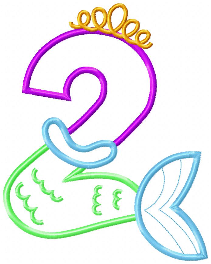 Mermaid Tail Birthday Numbers 1-9 - Applique