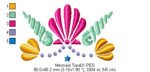 Mermaid Tiara- Fill Stitch