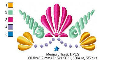 Mermaid Tiara- Fill Stitch