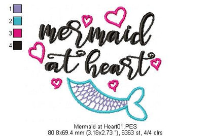 Mermaid at Heart - Fill Stitch - Machine Embroidery Design