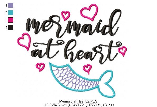 Mermaid at Heart - Fill Stitch - Machine Embroidery Design