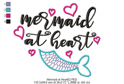 Mermaid at Heart - Fill Stitch - Machine Embroidery Design