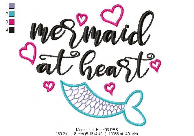 Mermaid at Heart - Fill Stitch - Machine Embroidery Design