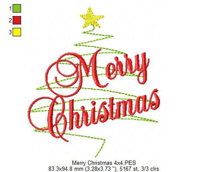 Merry Christmas - Fill Stitch