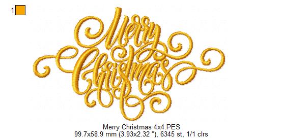 Merry Christmas - Fill Stitch - Machine Embroidery Design