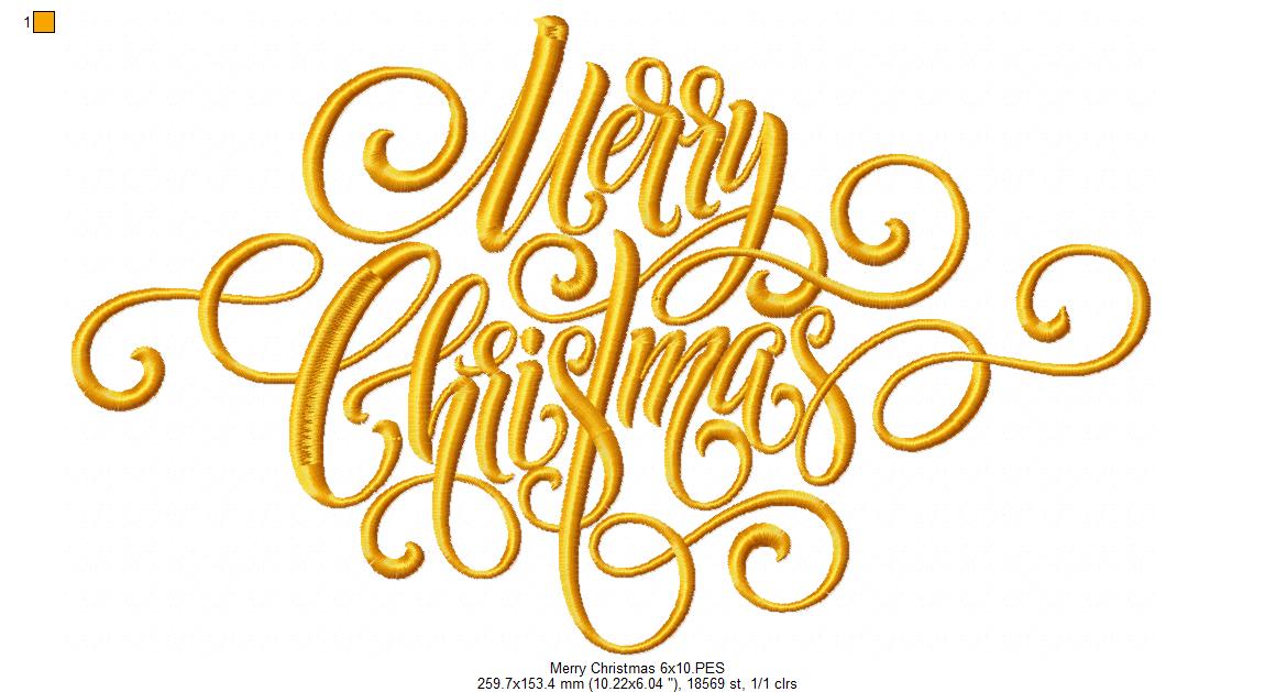 Merry Christmas - Fill Stitch - Machine Embroidery Design