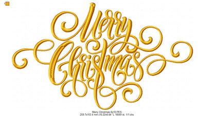 Merry Christmas - Fill Stitch - Machine Embroidery Design