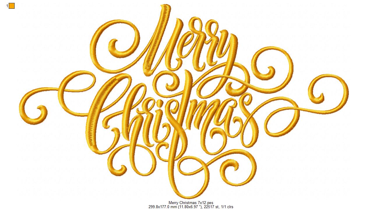 Merry Christmas - Fill Stitch - Machine Embroidery Design