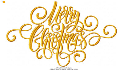 Merry Christmas - Fill Stitch - Machine Embroidery Design