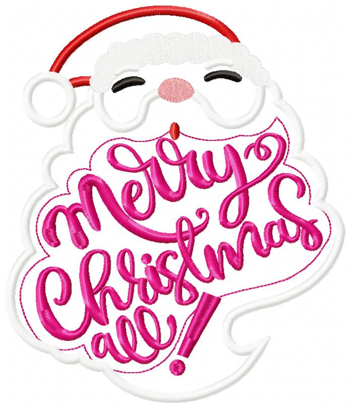 Santa Merry Christmas - Appliqué - Machine Embroidery Design