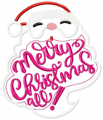 Santa Merry Christmas - Appliqué - Machine Embroidery Design
