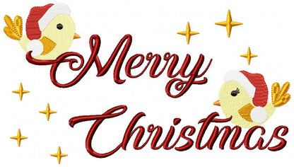 Merry Christmas Birds - Fill Stitch