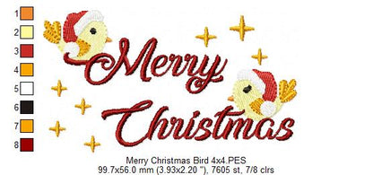 Merry Christmas Birds - Fill Stitch