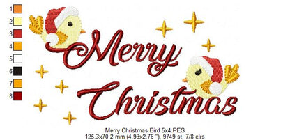 Merry Christmas Birds - Fill Stitch